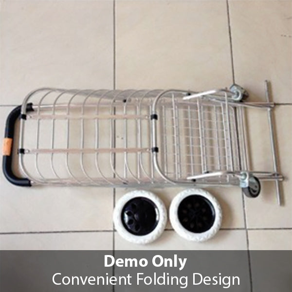 Shopping Cart Carts Trolley Aluminium Foldable Luggage Wheels Folding Basket Bag
