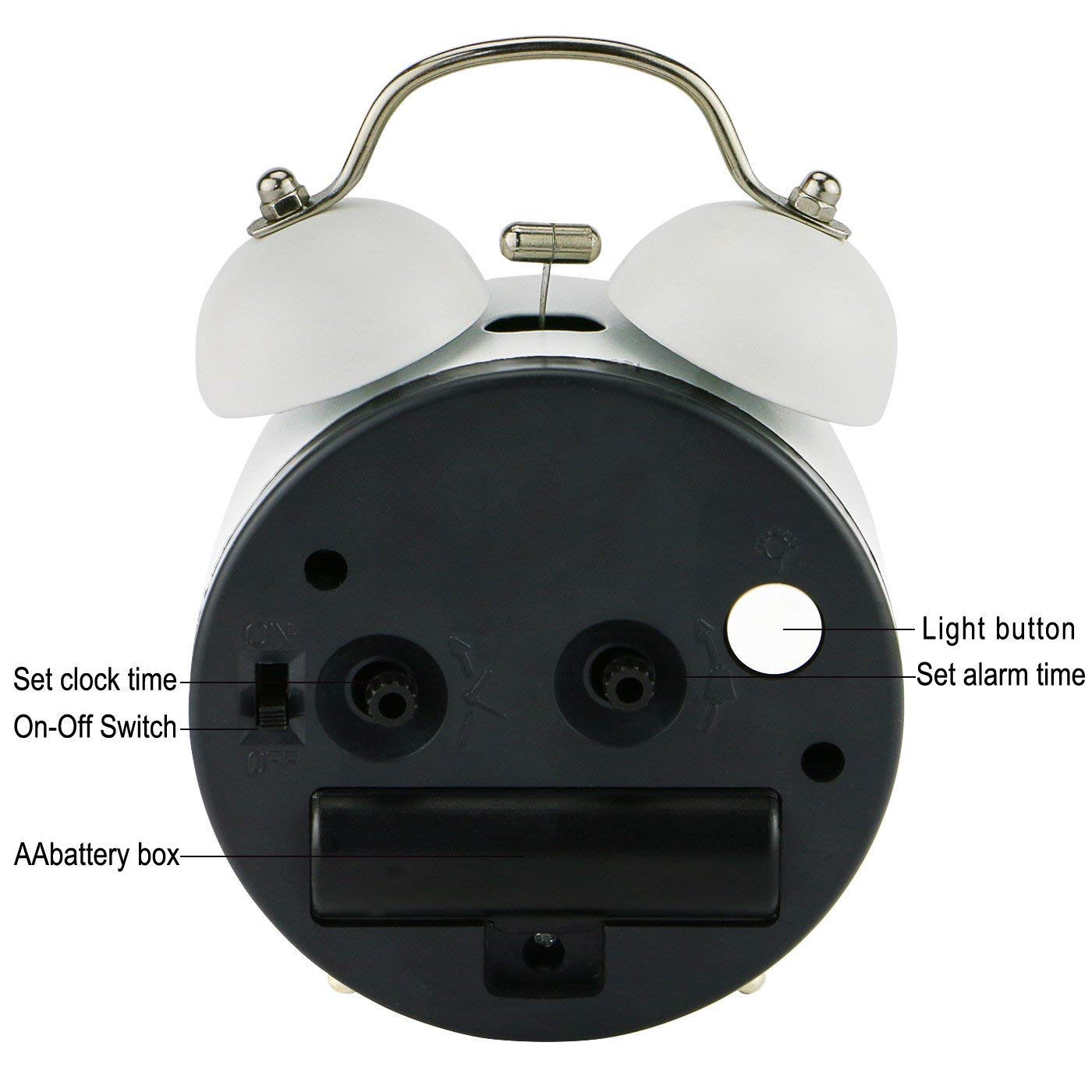 Twin Bell Alarm Clock Vintage Retro Loud Clocks Battery Bedside Desk Analogue