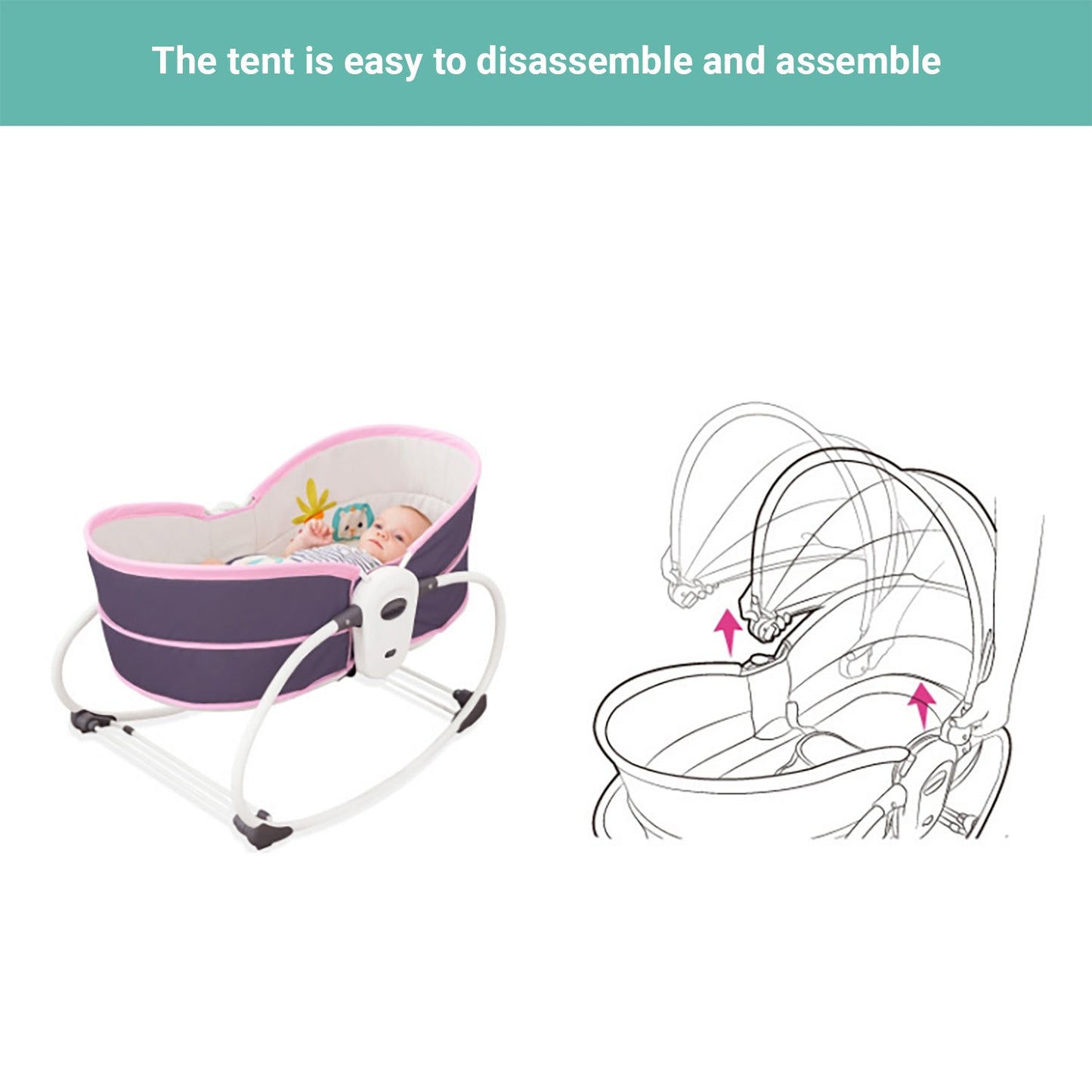 Truboo 5 In 1 Baby Rocker Infant Swing Chair Newborn Bouncer Bassinet Bed