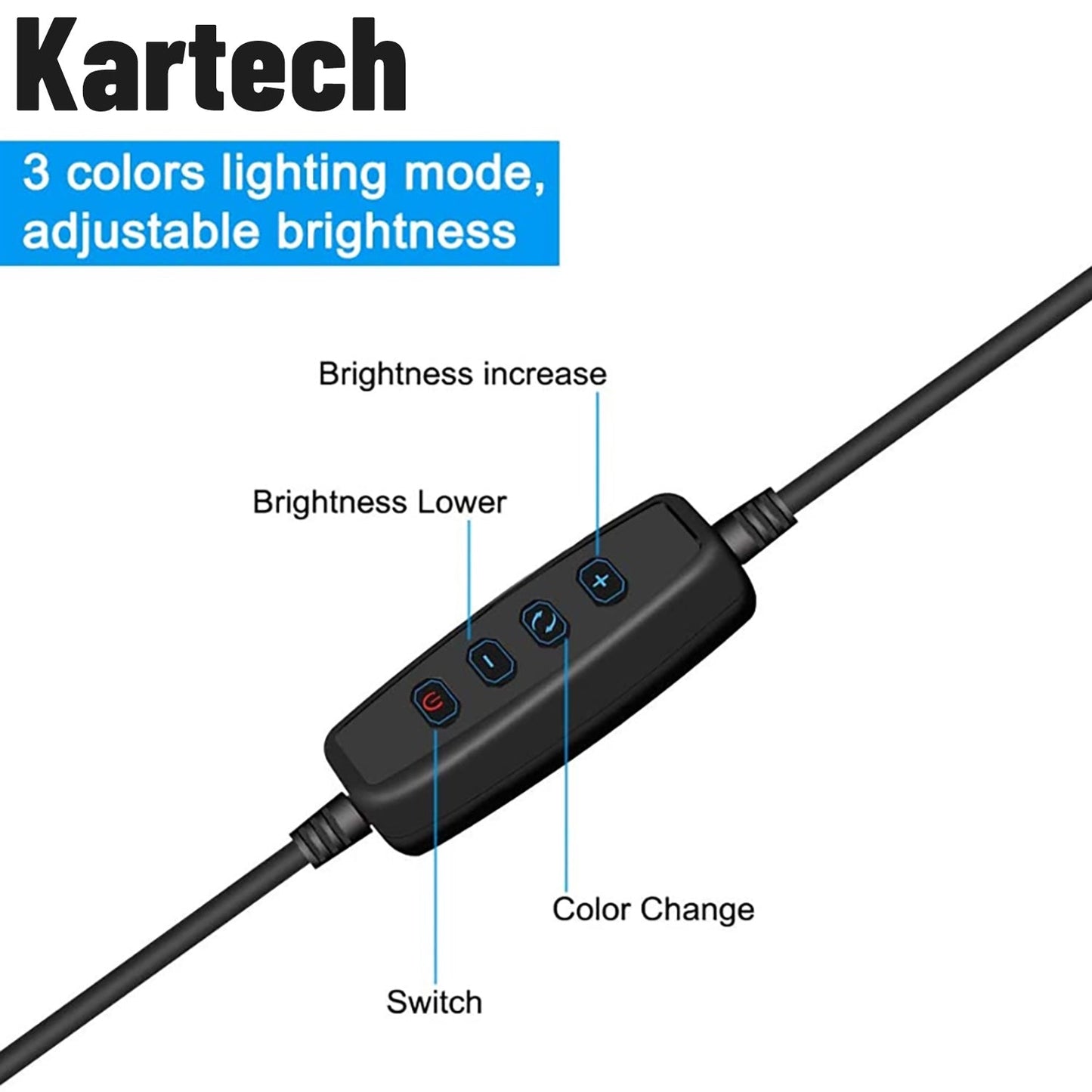 Kartech Ring Light Stand Foldable LED Diffuser Selfie Live Streaming YouTube