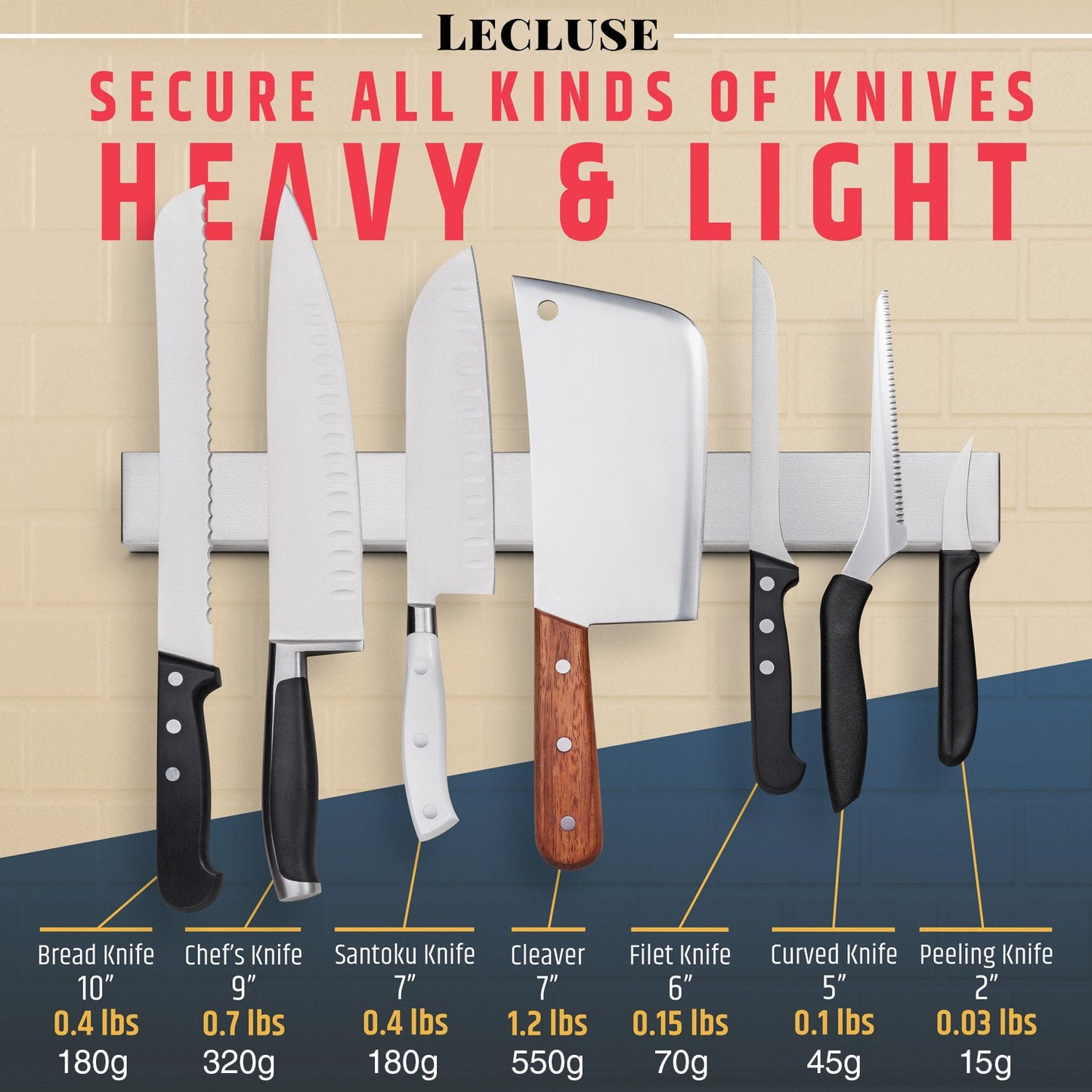 Lecluse Magnetic Knife Rack Holder Strips Strong Tool Block Shelf Stand Wall Bar
