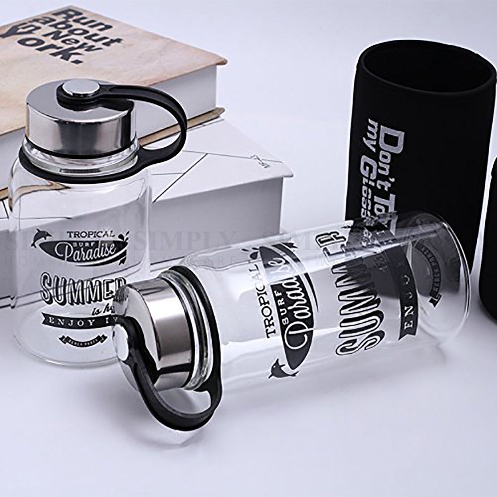 Glass Water Bottle 1L 1000ml BPA Free Sports Tea Crystal Juice Drinking Bottles - Simply Homeware