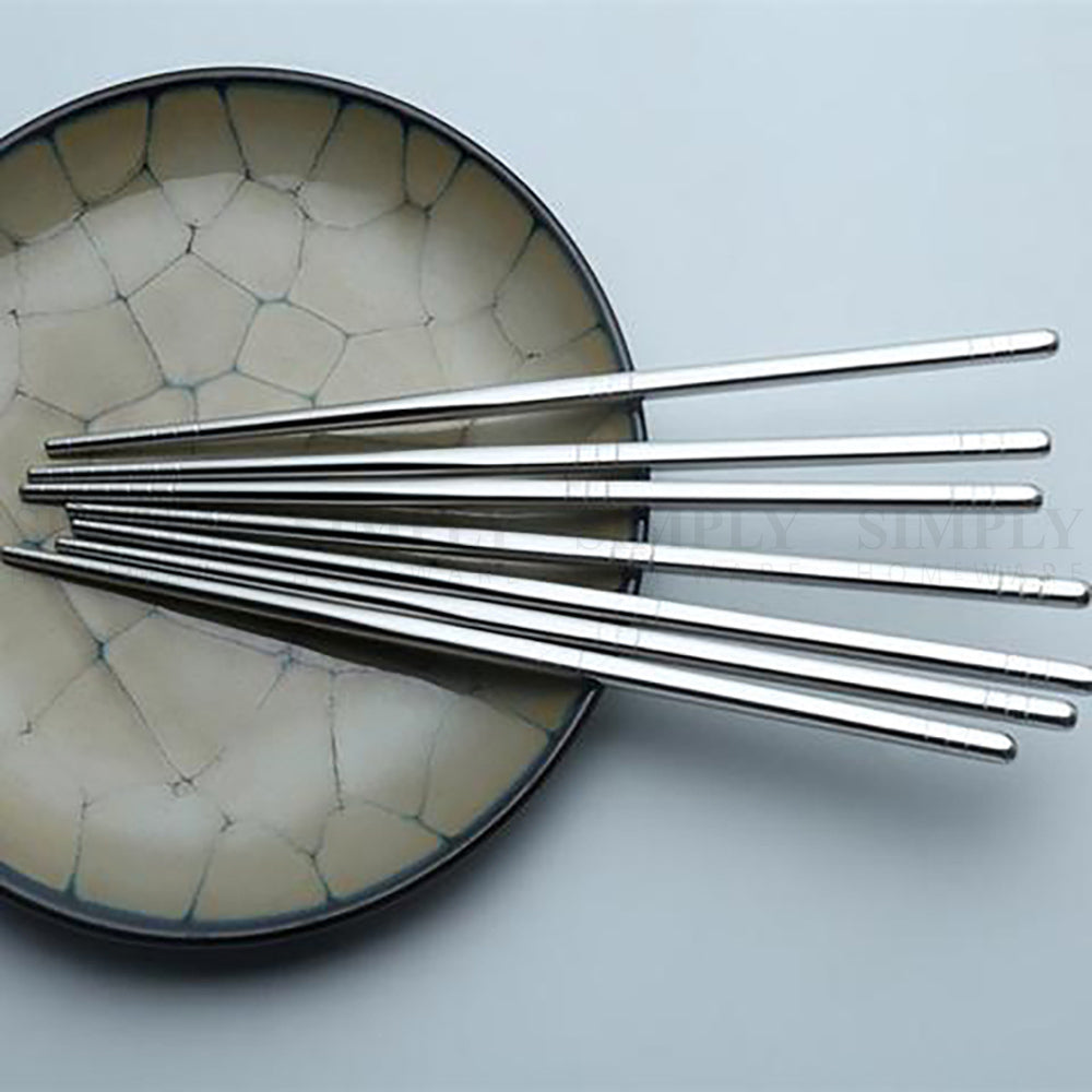 Stainless Steel Chopsticks 304 Set Bulk Silver Metal Korean Asian Japanese Gift - Simply Homeware