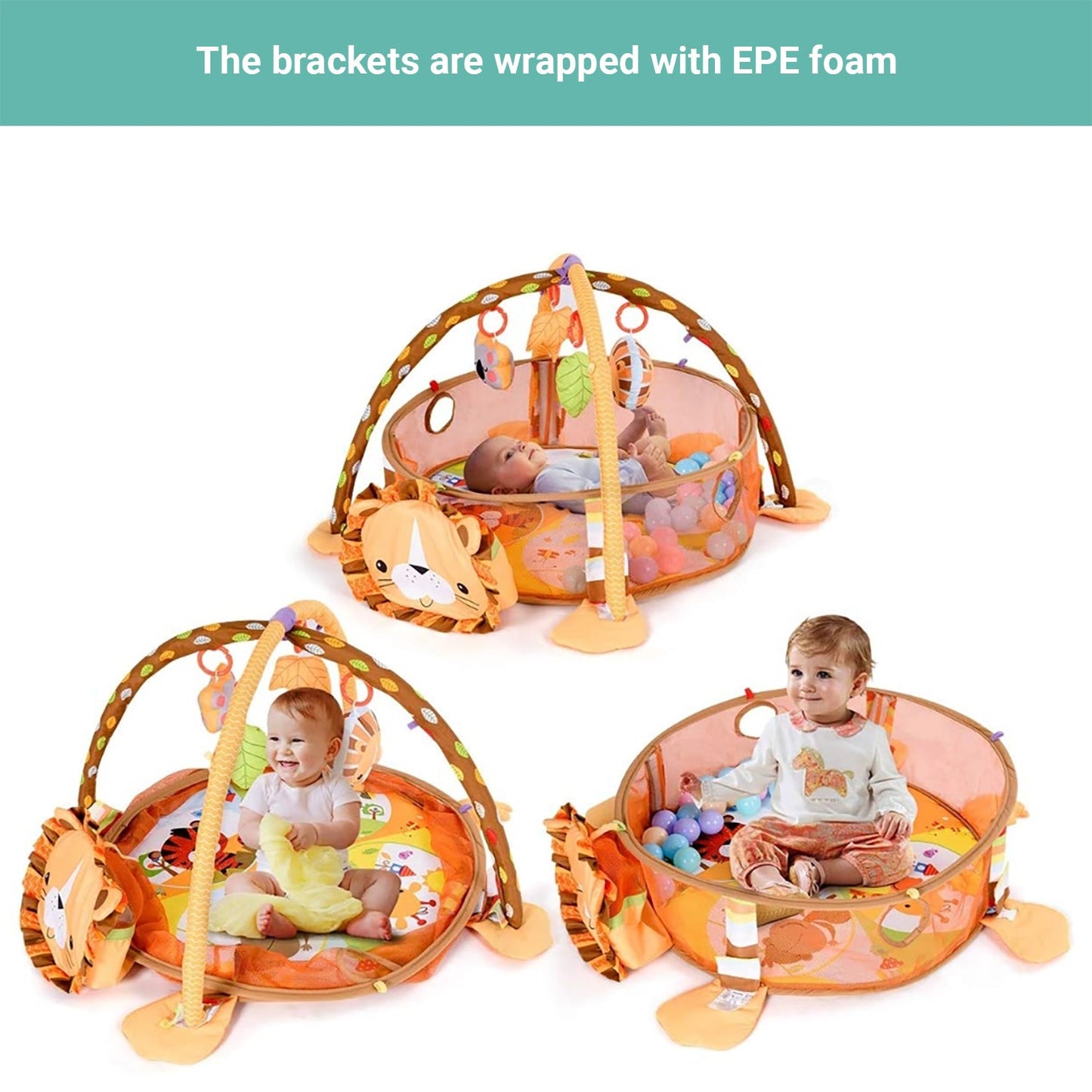 Truboo 3 in 1 Baby Activity Gym Infant Play Floor Mat Ball Pit Toys Fitness