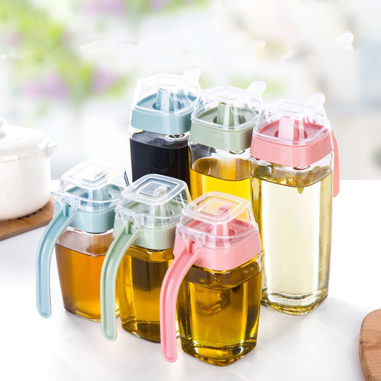 2x Glass Oil Pourer Bottle Dispenser Olive Vinegar 500ml Kitchen Leak-Proof AU