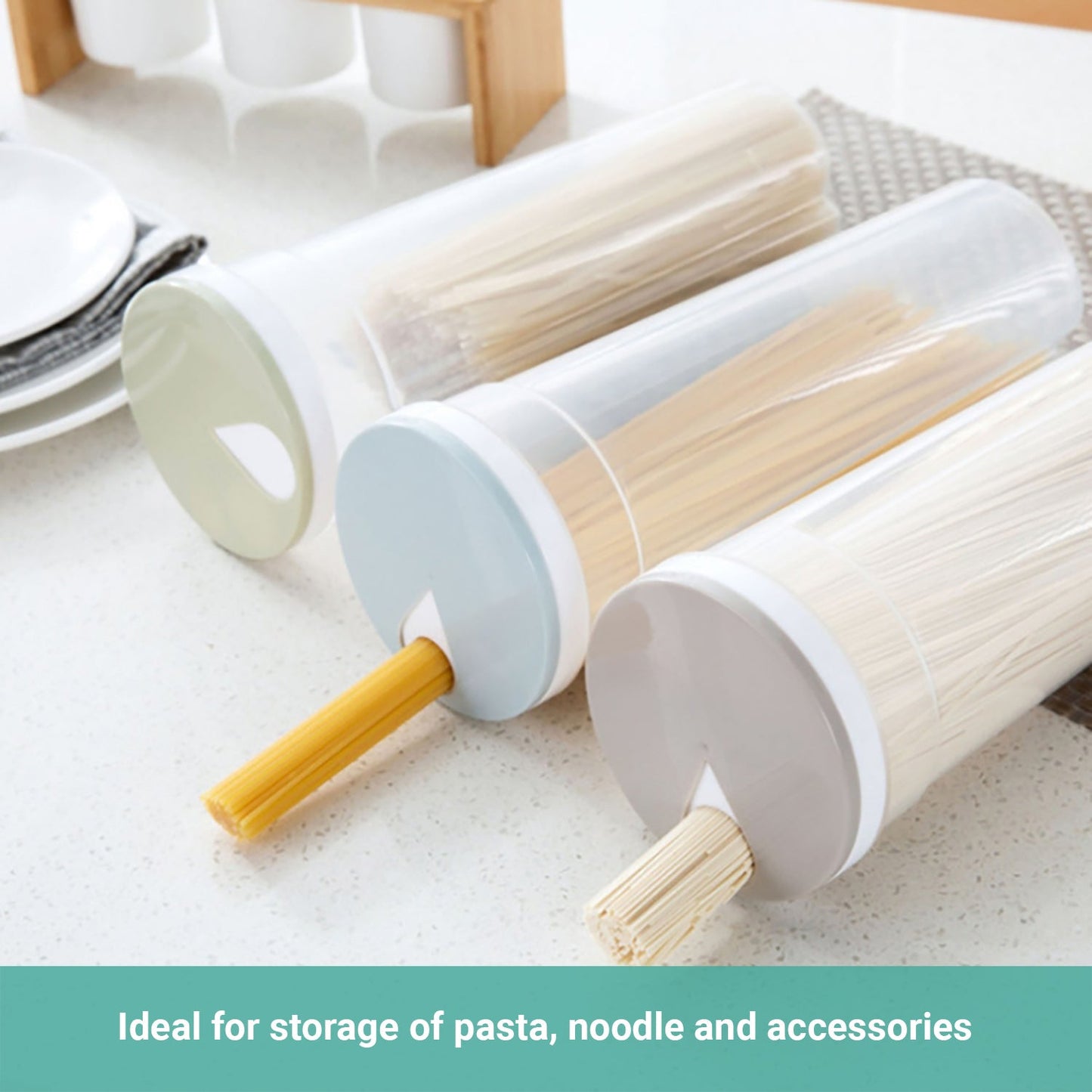 Lecluse Rice Dispenser Cereal Storage Box Spaghetti Noodle Container Sealed