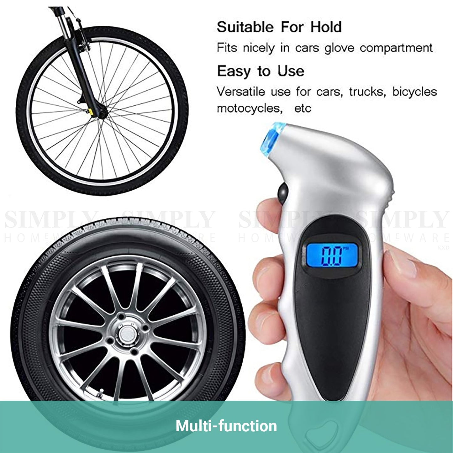 Kartech Tyre Pressure Gauge Digital Instant Read Car Bicycle Monitoring System