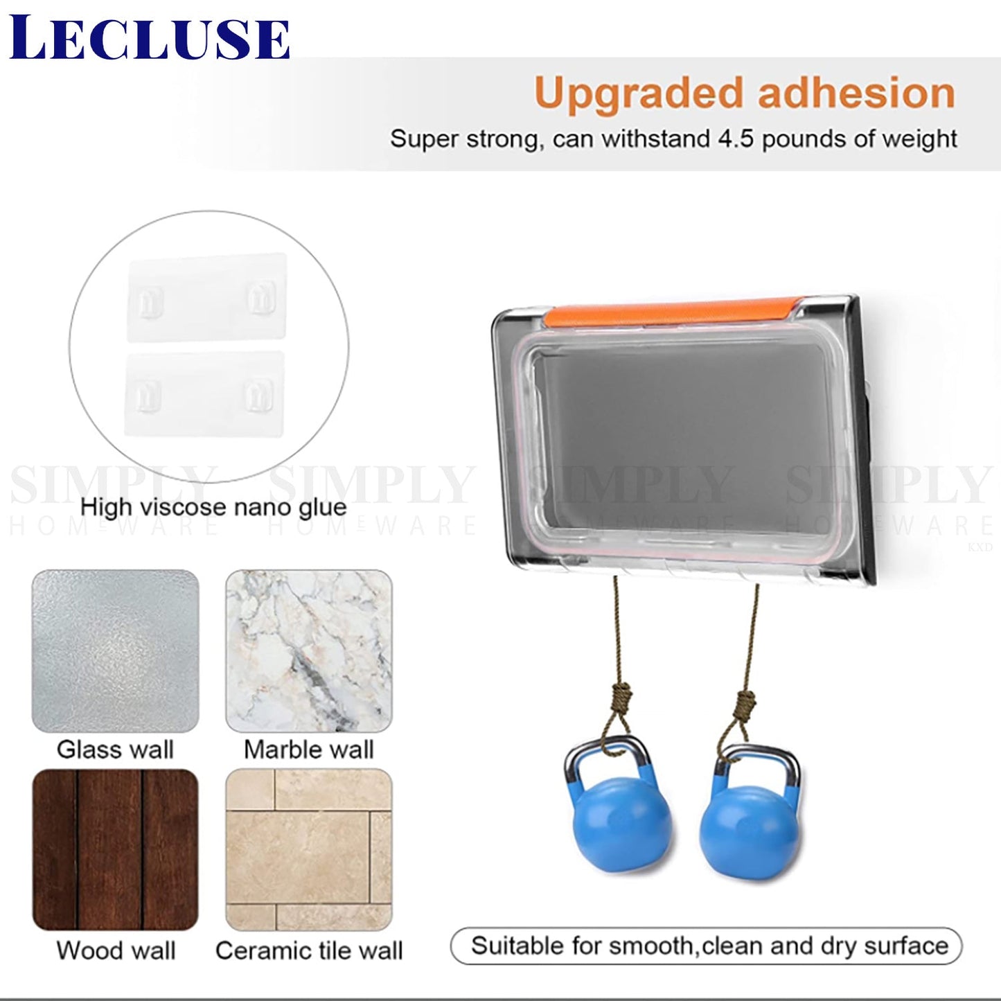 Lecluse Waterproof Phone Holder Bathroom Shower Mobile Box Touch Screen Case