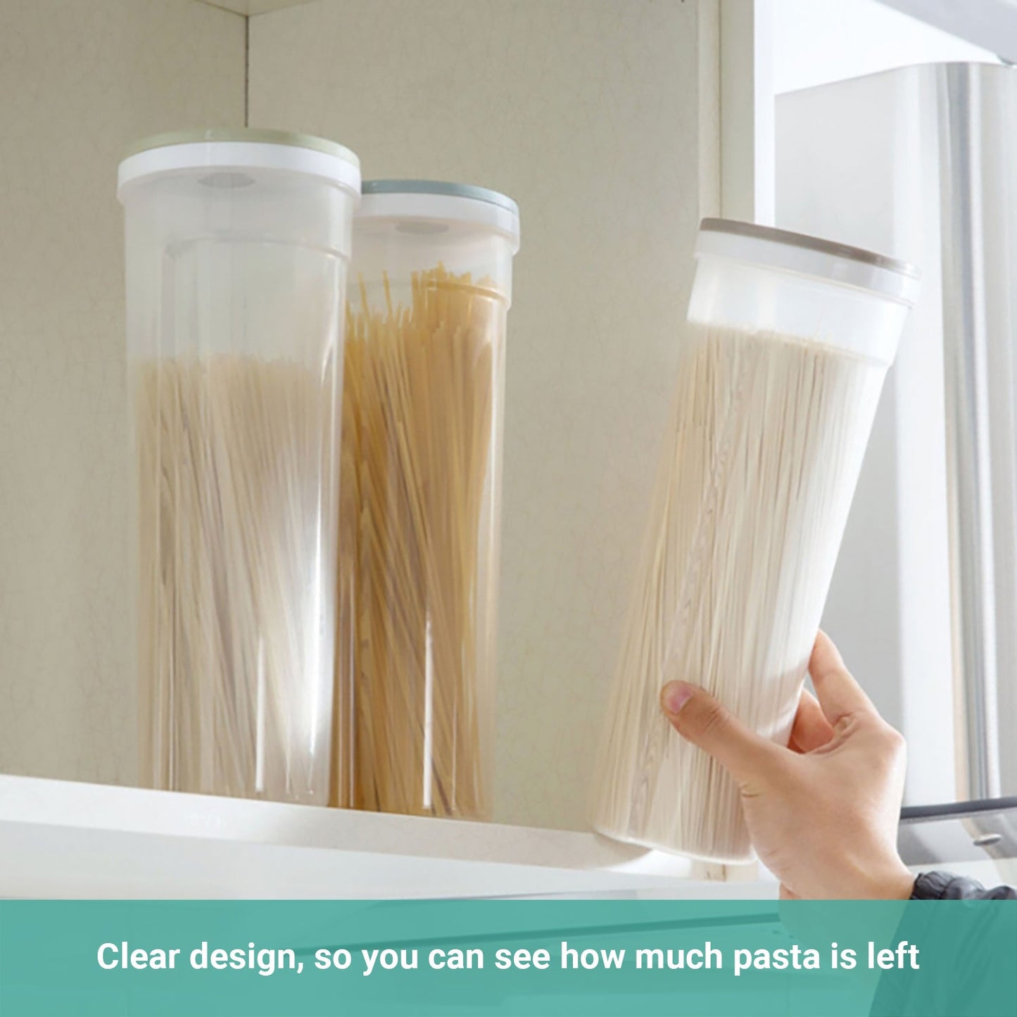 Lecluse Rice Dispenser Cereal Storage Box Spaghetti Noodle Container Sealed