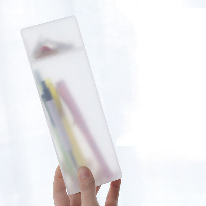 Pencil Case Clear Pen Box Stationery Waterproof Office School Plastic Classic AU