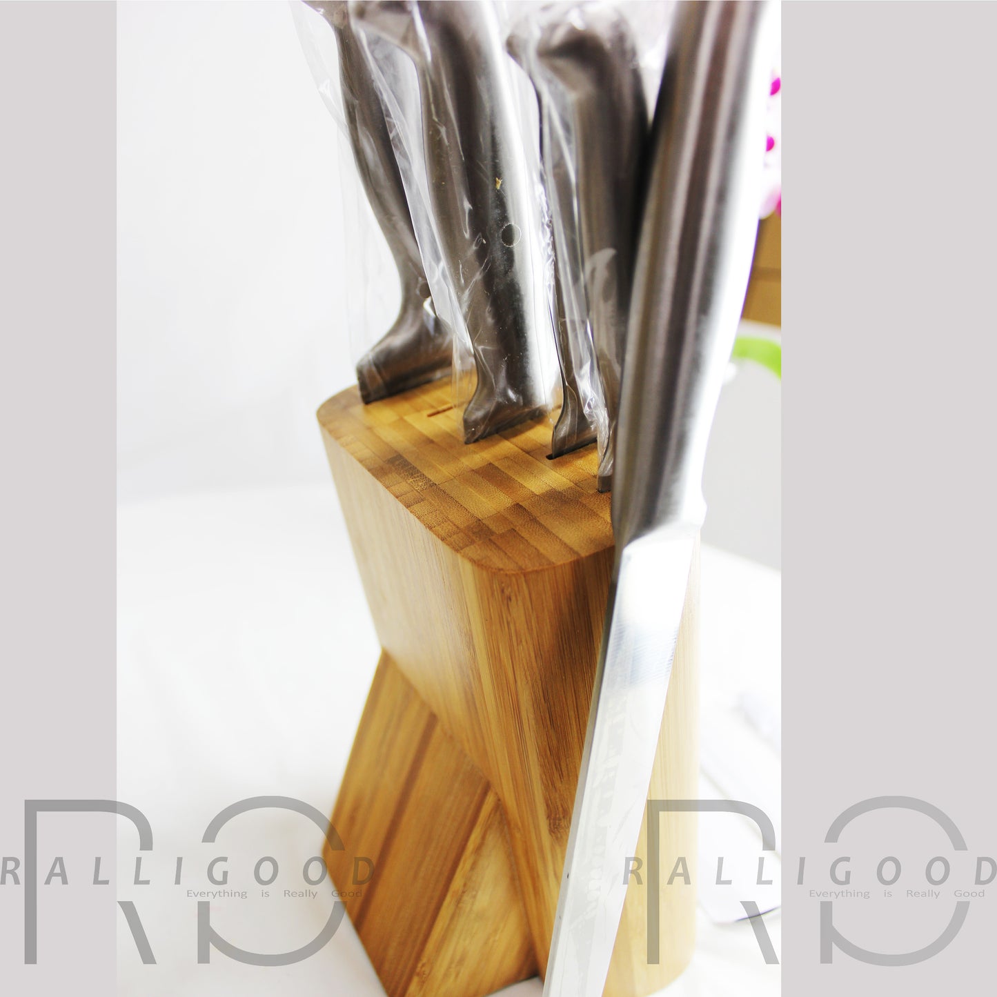 Knife Holder Stand Metal Wood Block Separator Set Scissors Chef Bread Kitchen