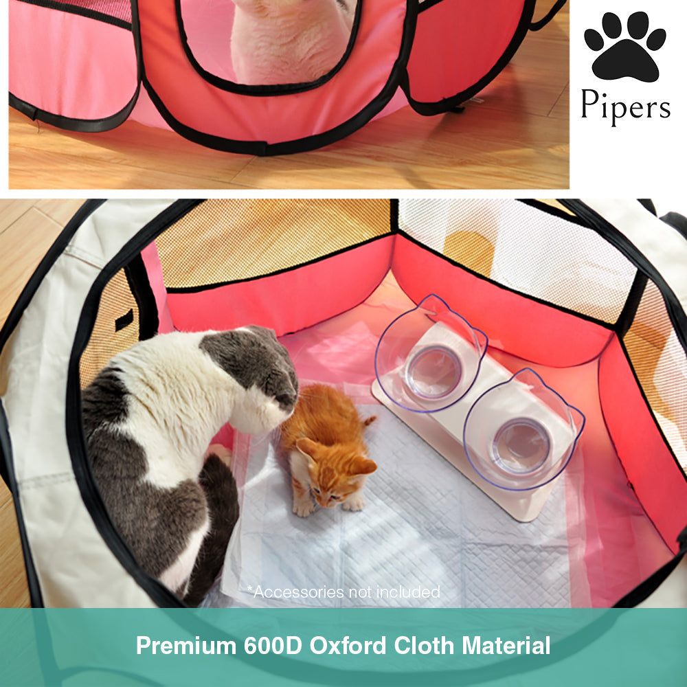 Pipers Pet Portable Playpen Tent Enclosure Exercise Cat Cage 8 Panels Dog Puppy