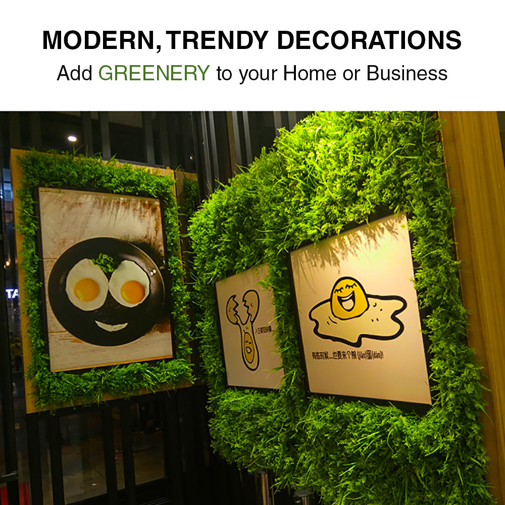 Rice Seedling Fake Grass Hedge Vertical Garden Green Wall Mat Artificial 60x40cm