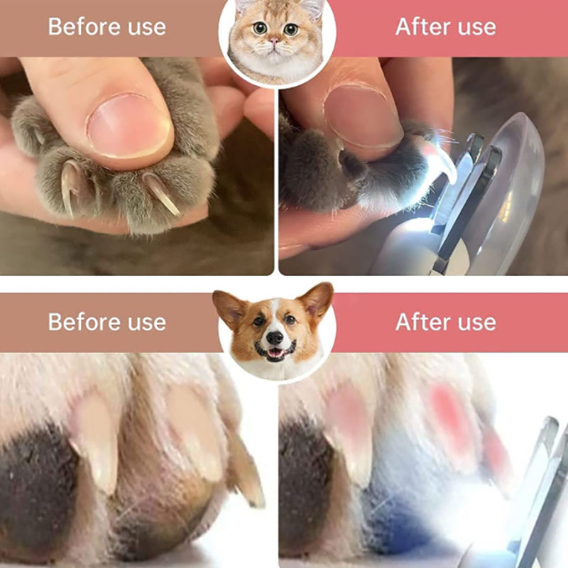 Pipers Cat Dog Nail Clippers Trimmer Pet LED Light File Razor Sharp Blade Cover