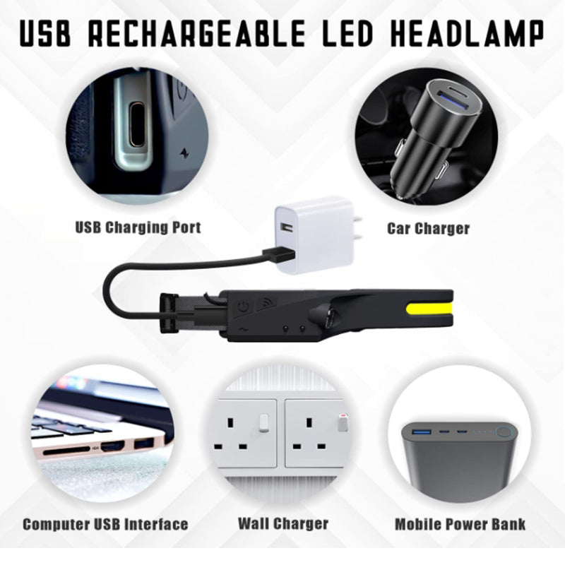 Crocox LED Headlamp Rechargeable LED Headlamp Illumination Waterproof Sensor Hea