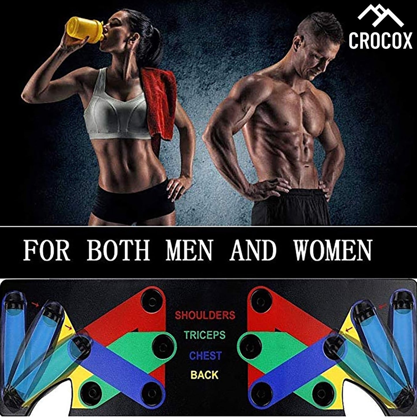 Crocox Push Up Board Fitness Stand Bar Muscle Training Rack Foldable Home Gym