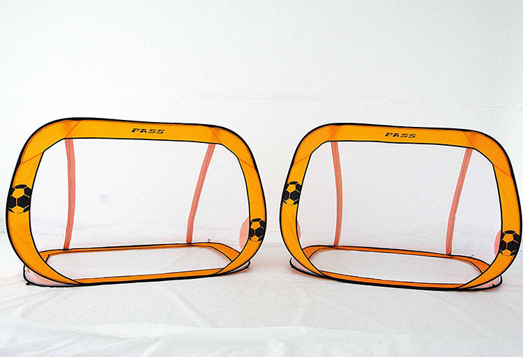 2x Pop Up Soccer Goals Football Net Kids Portable Mini Foldable Pop-Up Orange