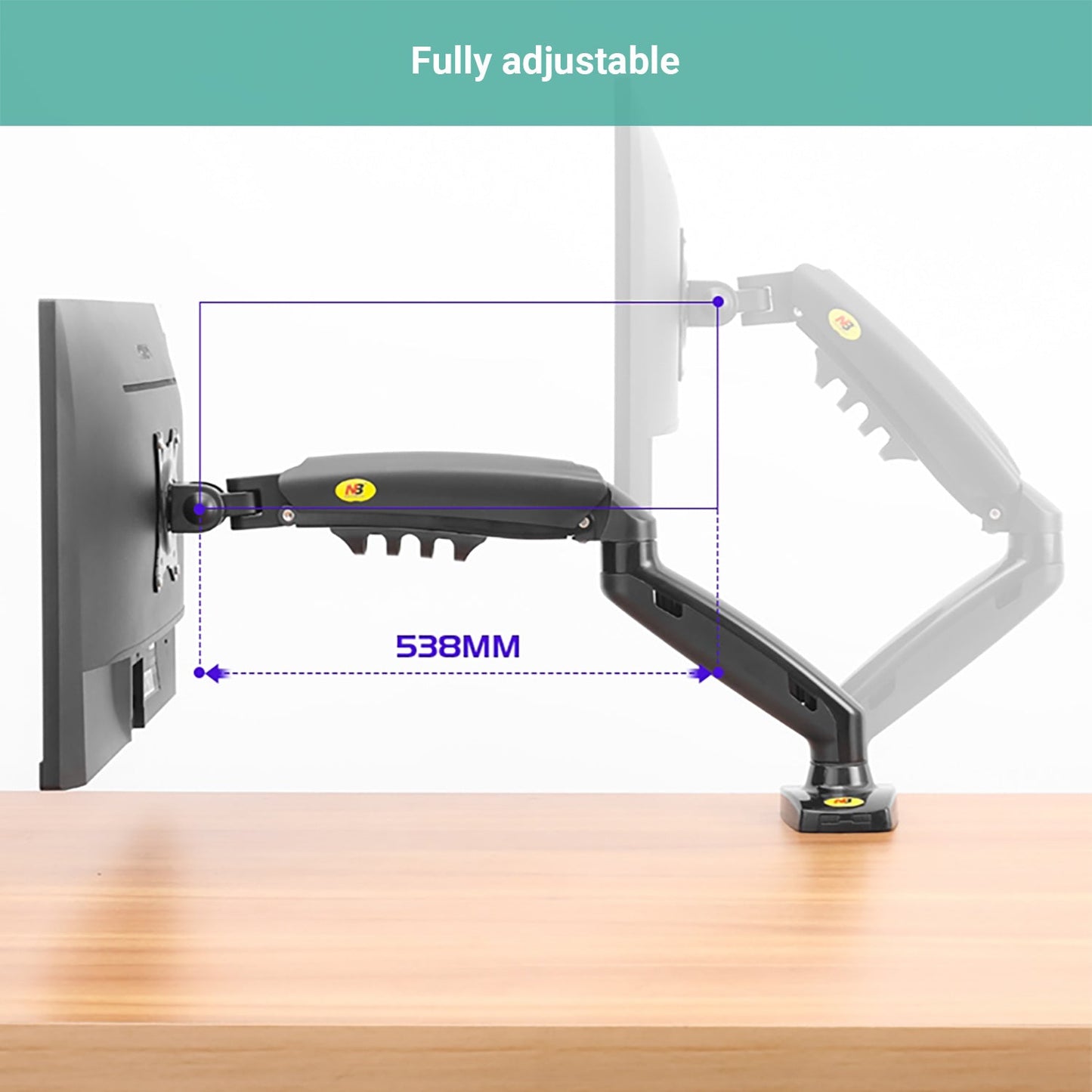 Kartech Computer Monitor Arm LCD Holder Screen Bracket Display Single Stand VESA