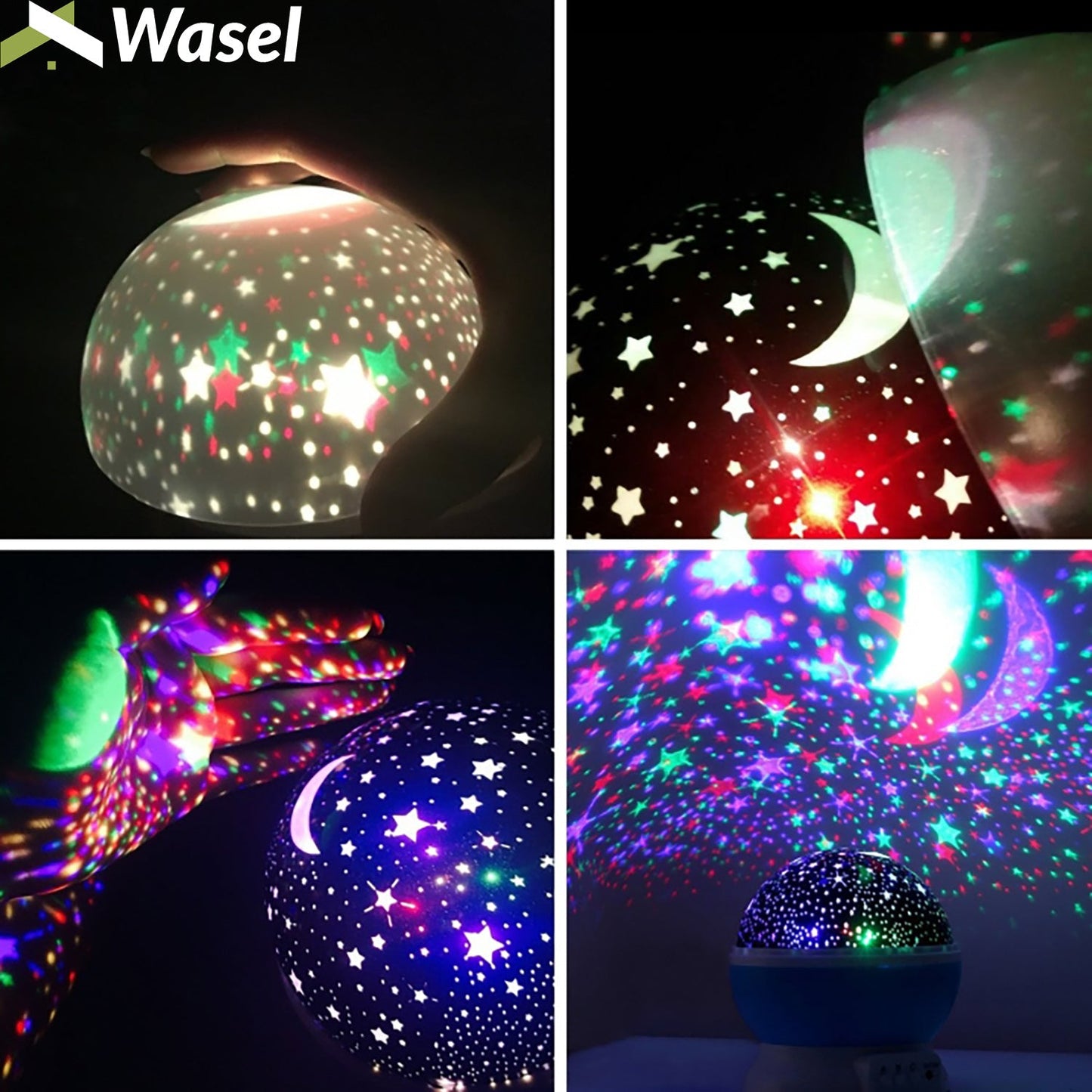 Wasel Starry Sky Night Lamp 3D Star Moon Projector Lunar Light Baby Kids Galaxy