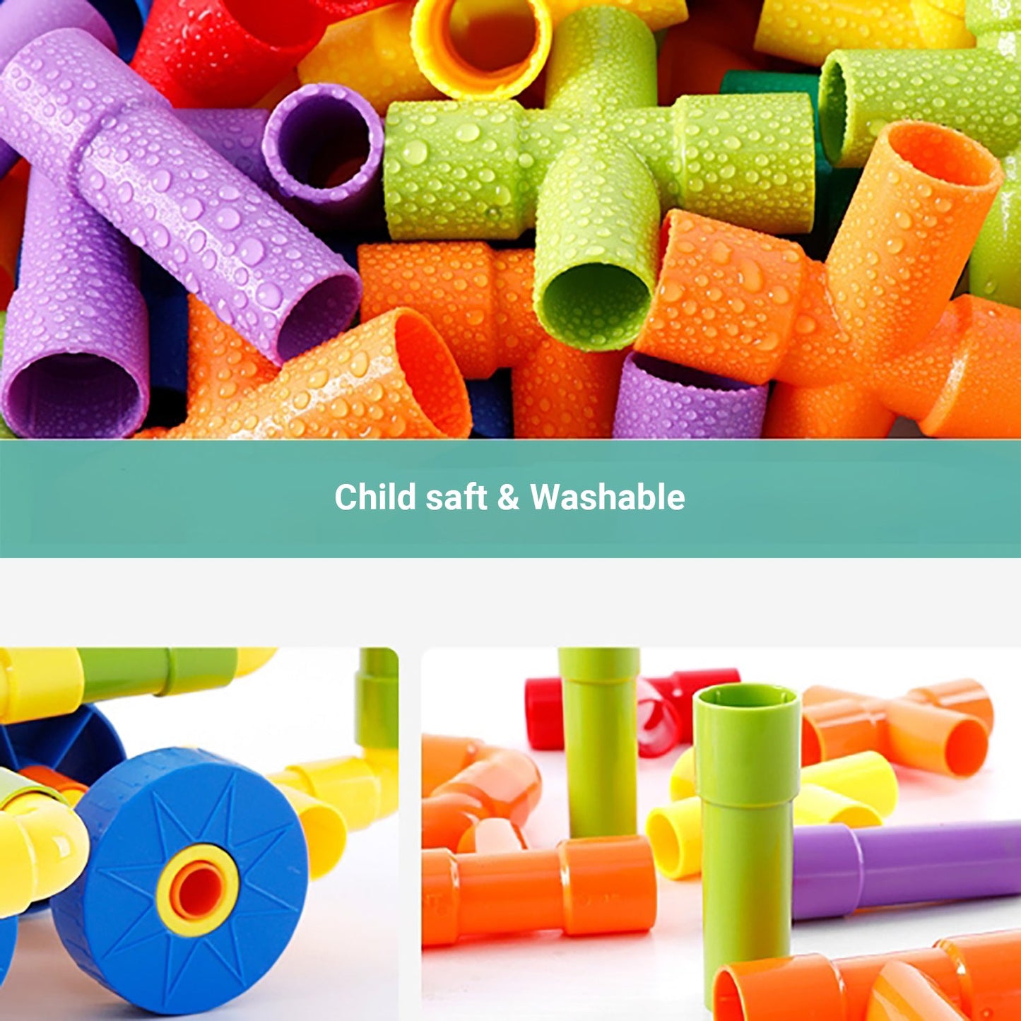 Truboo Kids Tube Blocks Building Toy DIY Set Educational Engineering 72 PCS Gift