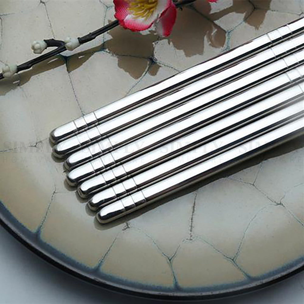 Stainless Steel Chopsticks 304 Set Bulk Silver Metal Korean Asian Japanese Gift - Simply Homeware