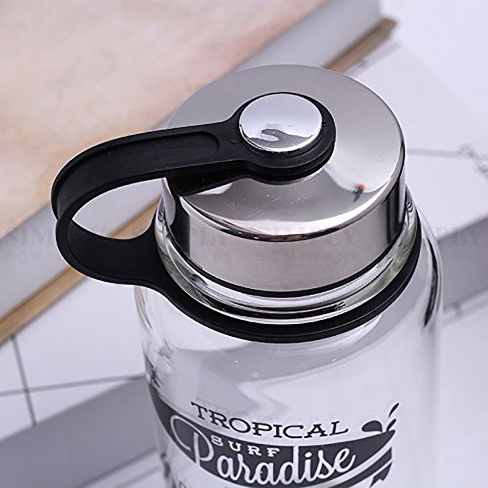 Glass Water Bottle 1L 1000ml BPA Free Sports Tea Crystal Juice Drinking Bottles - Simply Homeware