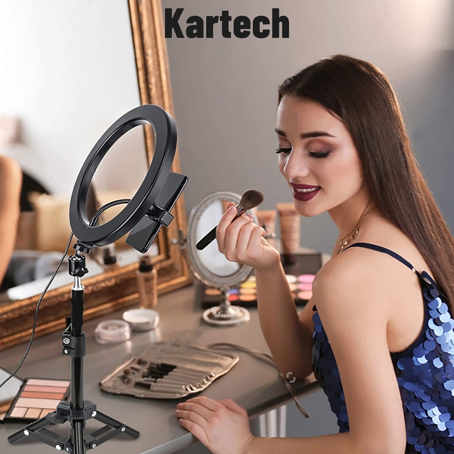 Kartech LED Ring Light Stand Lamp Diffuser Selfie Makeup Live Tripod 7"/10"