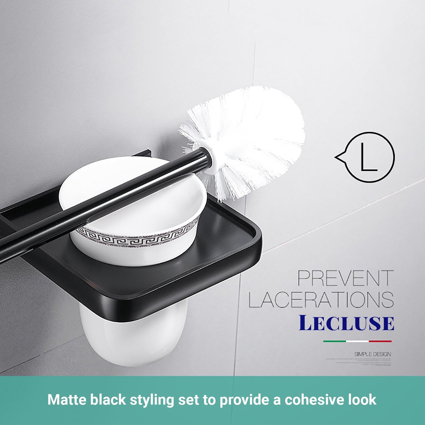 Lecluse Bathroom Accessories Black Set Towel Rack Shelf Storage Hand Rail Caddy