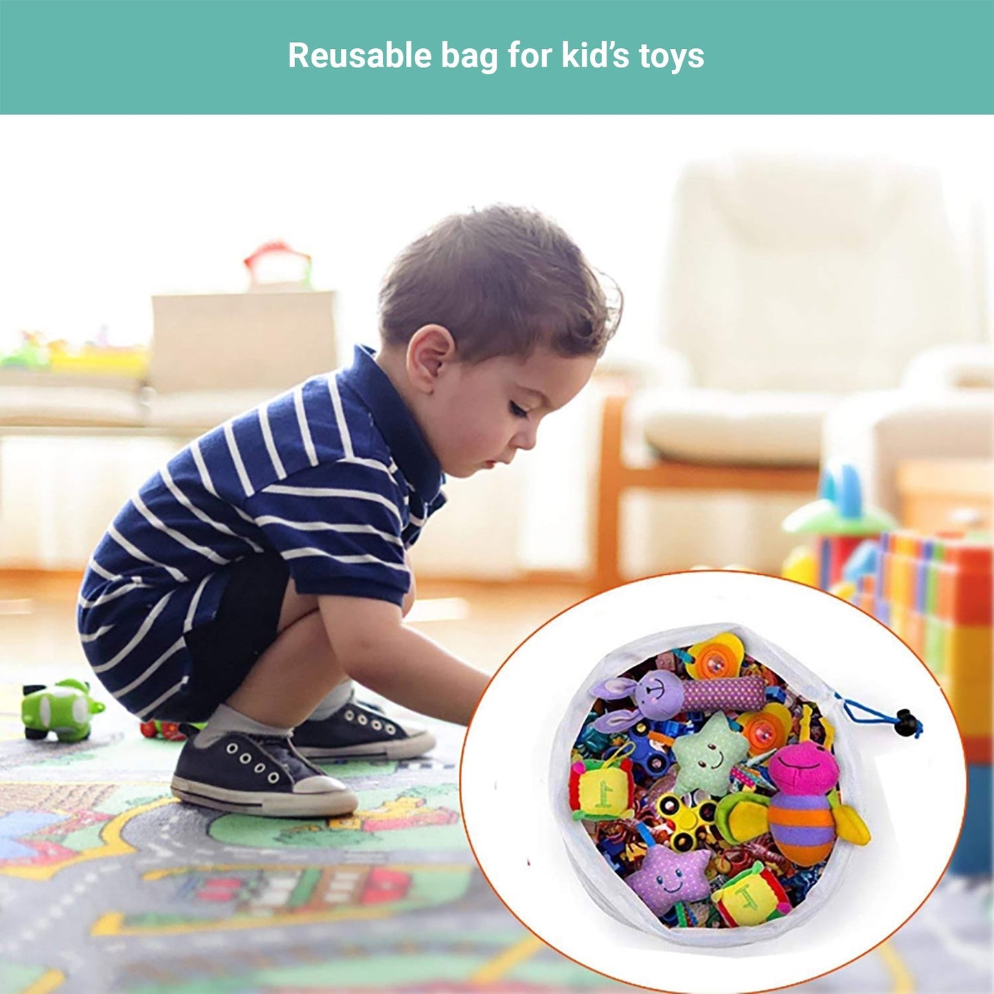 Lecluse 12Pcs Reusable Mesh Bags Produce Vegetable Fruit Toy Storage Pouch