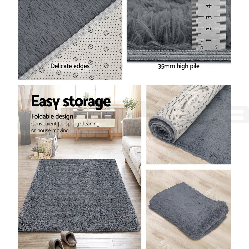 Lecluse Rugs Round Shaggy Floor Carpets Extra Large Lounge Couch Non Slip Area