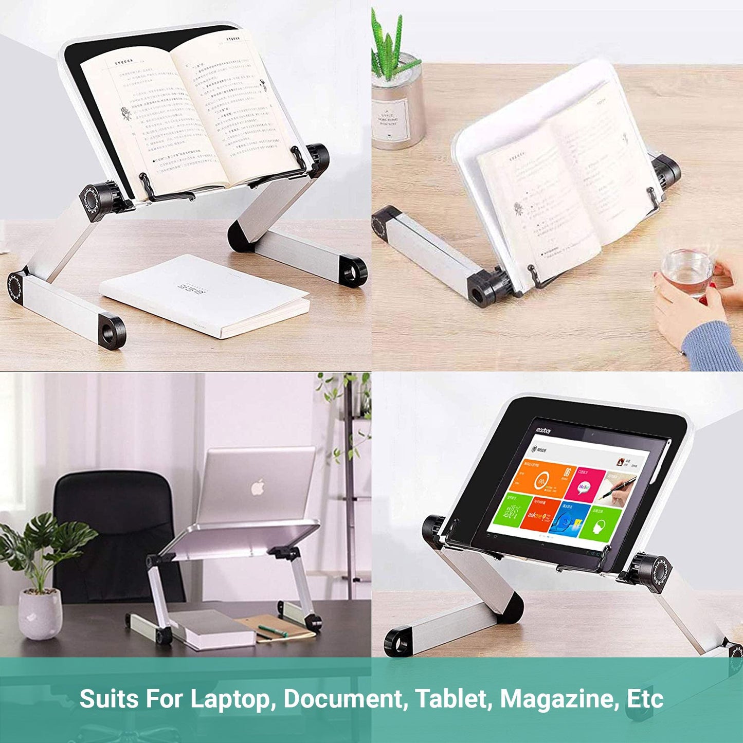 Lineguard Book Stand Adjustable Document Holder Foldable Reading Desk Study Work