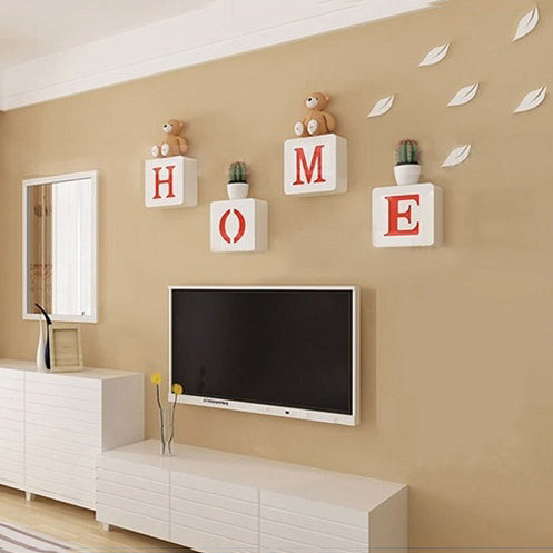 Square Wall Storage Shelf Unit Rack Door Shelves Floating Bookshelf White Home