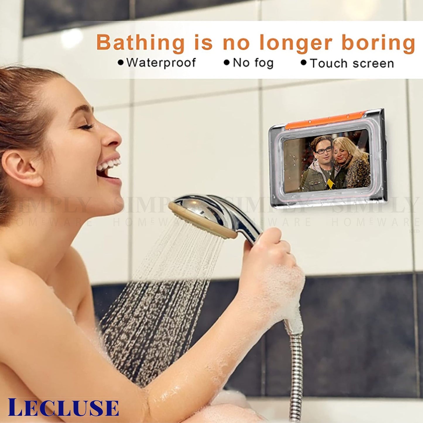 Lecluse Waterproof Phone Holder Bathroom Shower Mobile Box Touch Screen Case