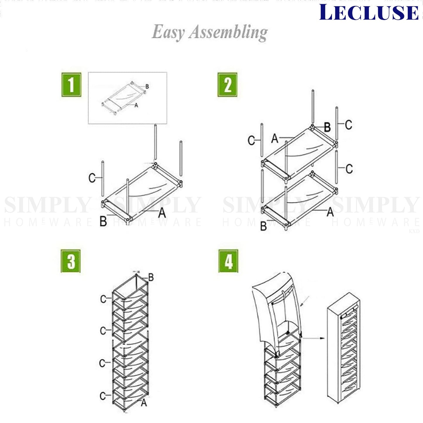 Lecluse 9 Tier Shoe Rack Portable Storage Organizer Nonwoven Wardrobe 27 Pairs