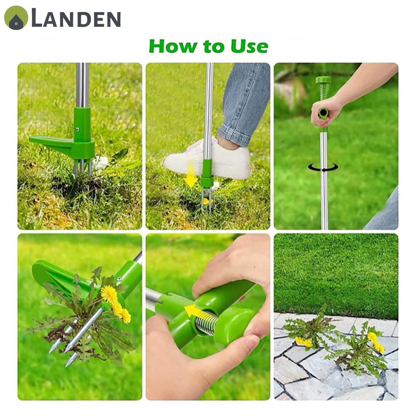 Landen Garden Weed Puller Standing Plant Root Remover Manual Weeder Hand Tool