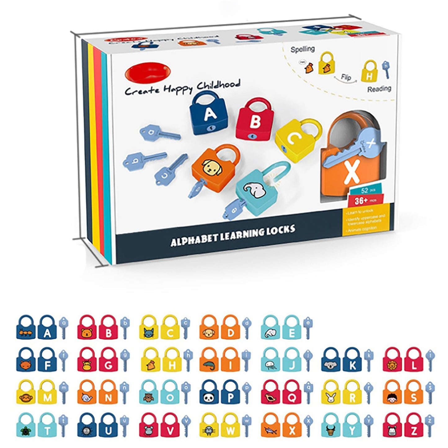 Truboo Kids Learning Locks Toy ABC Alphabet Numbers Educational Keys Matching