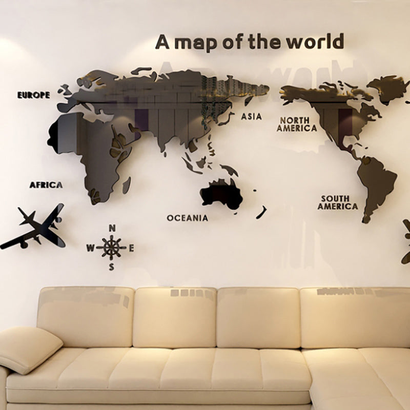 Lecluse 3D Acrylic Wall Sticker World Map Wall Decal Sticker Murals Map Wall Nur