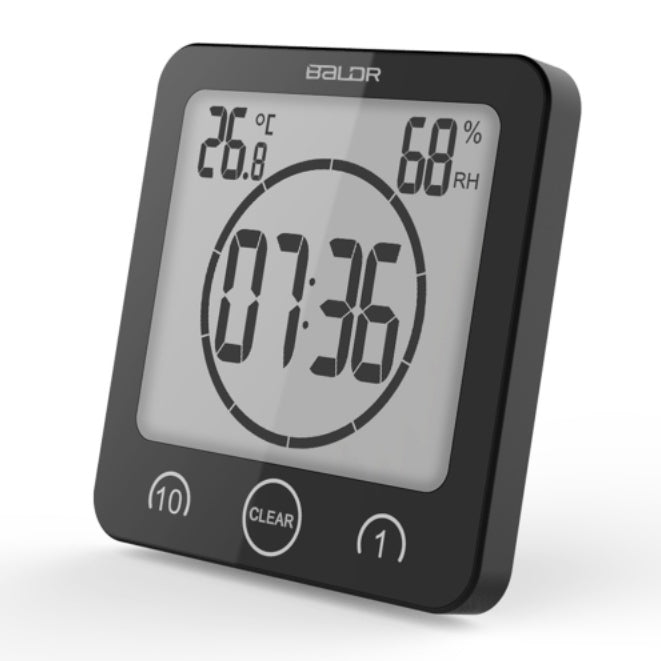 Lecluse Countdown Clock Shower Wall Clock Waterproof Digital Temperature Humidity Display With Suction Cup Touch Screen Timer For Kitchen Bathroom