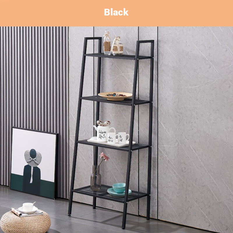Lecluse 4-Tier Metal Ladder Shelf Mesh Bookcase Multifunctional Ladder-Shaped Pl