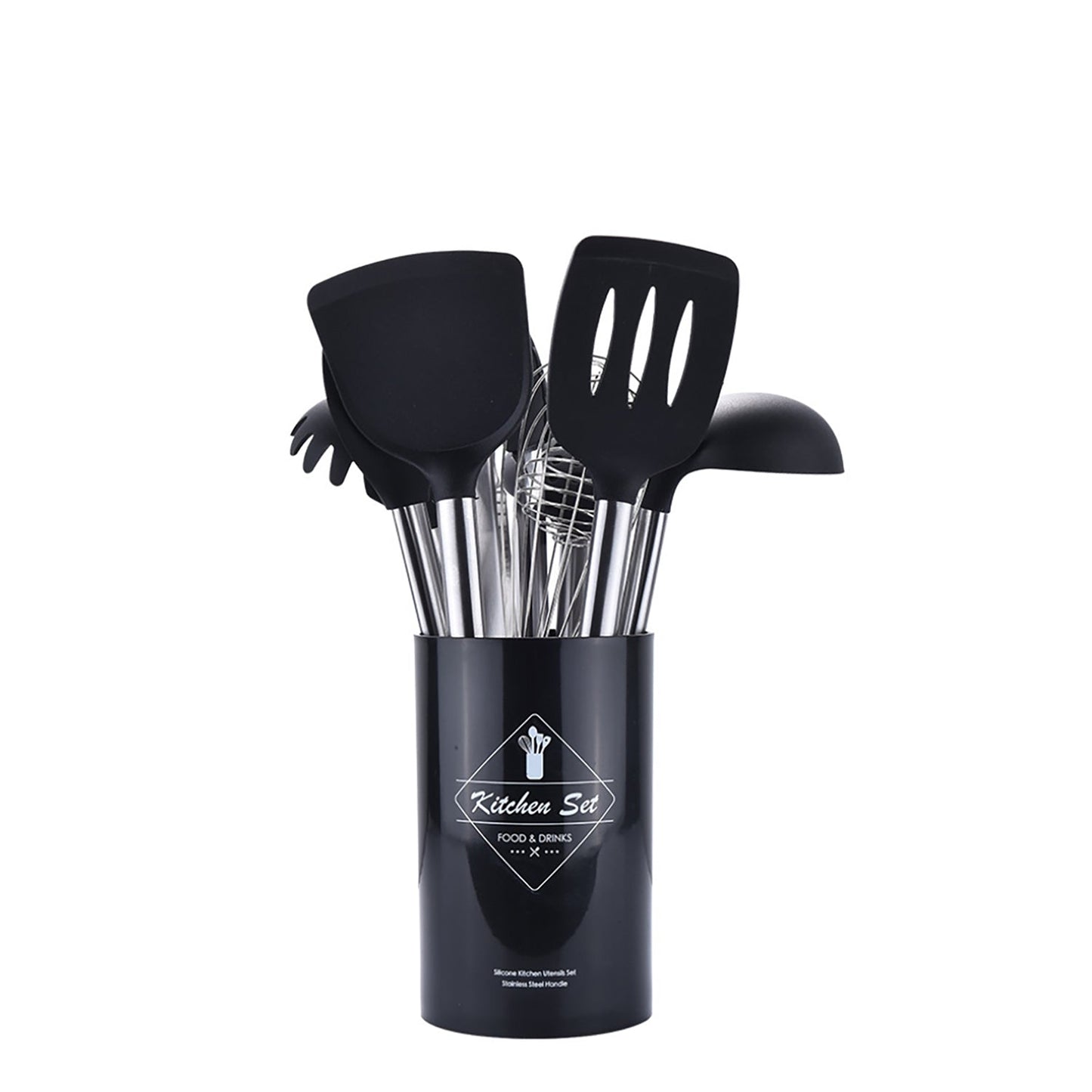 Lecluse Kitchen Utensil Set Silicone Non-Stick Cooking Stainless Steel 8Pcs