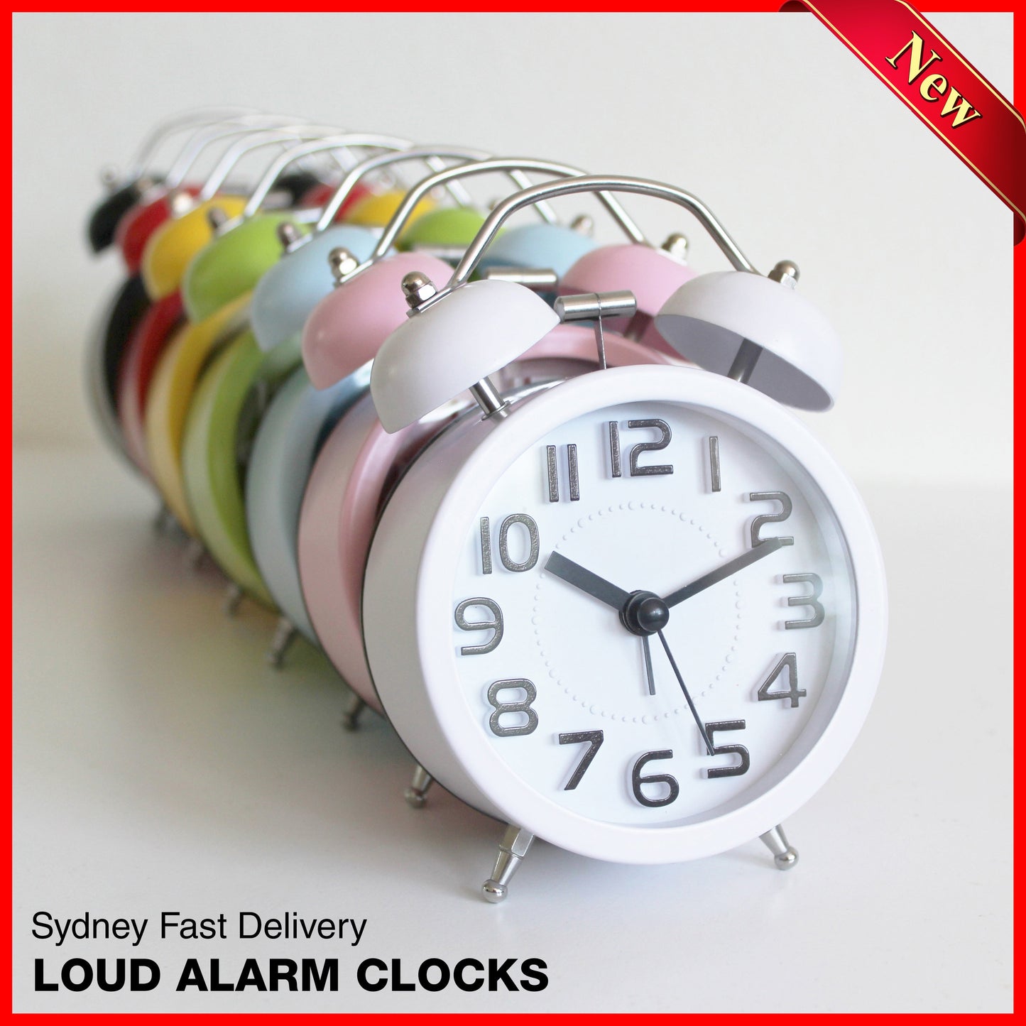 Twin Bell Alarm Clock Loud Clocks Silent Vintage Retro Battery Bedside Analogue