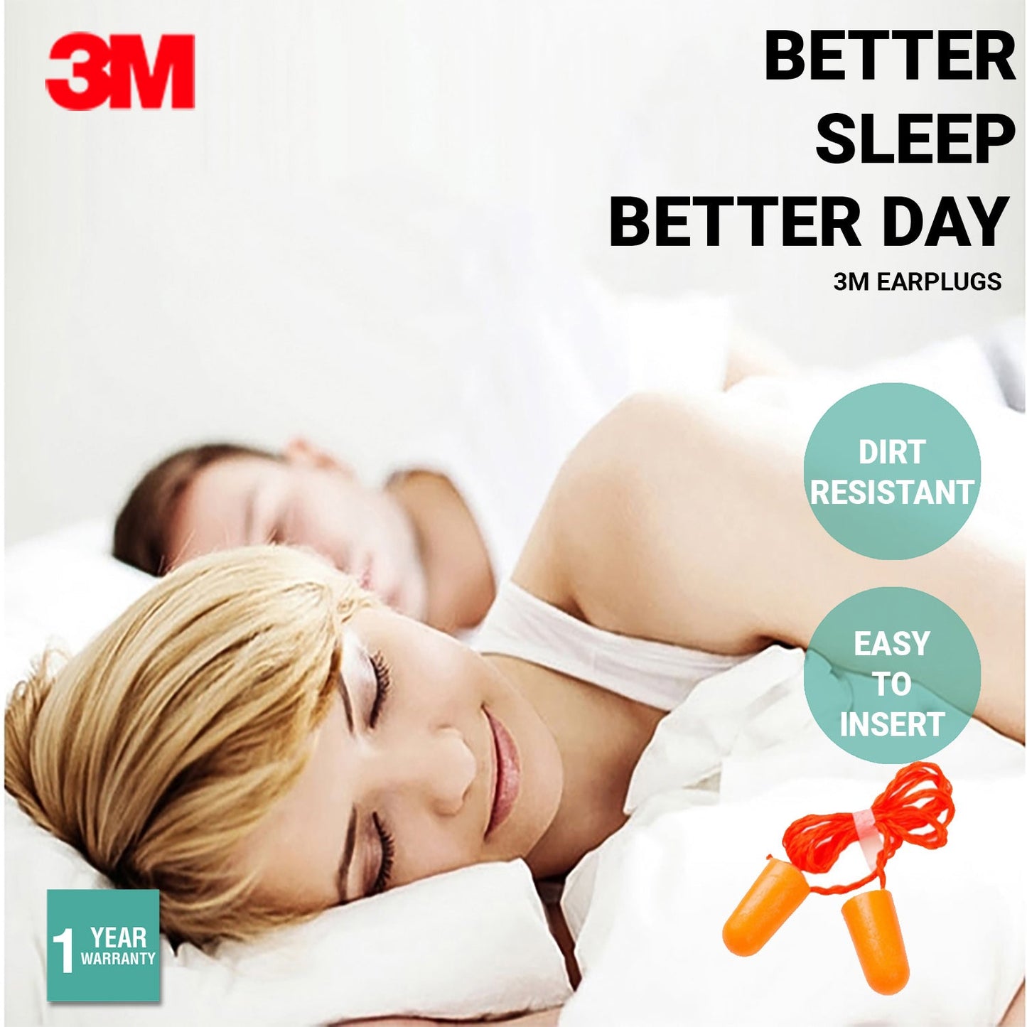 100× 3M 1110 Ear PPE Plugs Disposable Safety Corded Push-ins Foam 31dB Noise