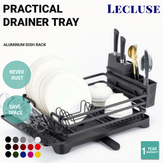 Lecluse Aluminum Dish Drying Rack Rustproof Sink Dish Rack And Drainboard Set Di
