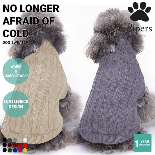 Pipers Dog Sweater Pet Clothes Coat Turtleneck Knitwear Classic Winter Warm