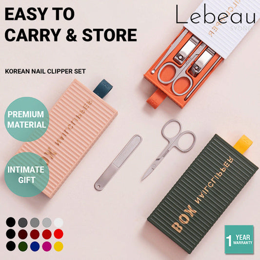 Korean Nail Clipper Set Sharp Fingernails Clippers And Toenails Clippers With Nail File And Nail Scissors Ear Pick With Case For Women And Men 5Pcs