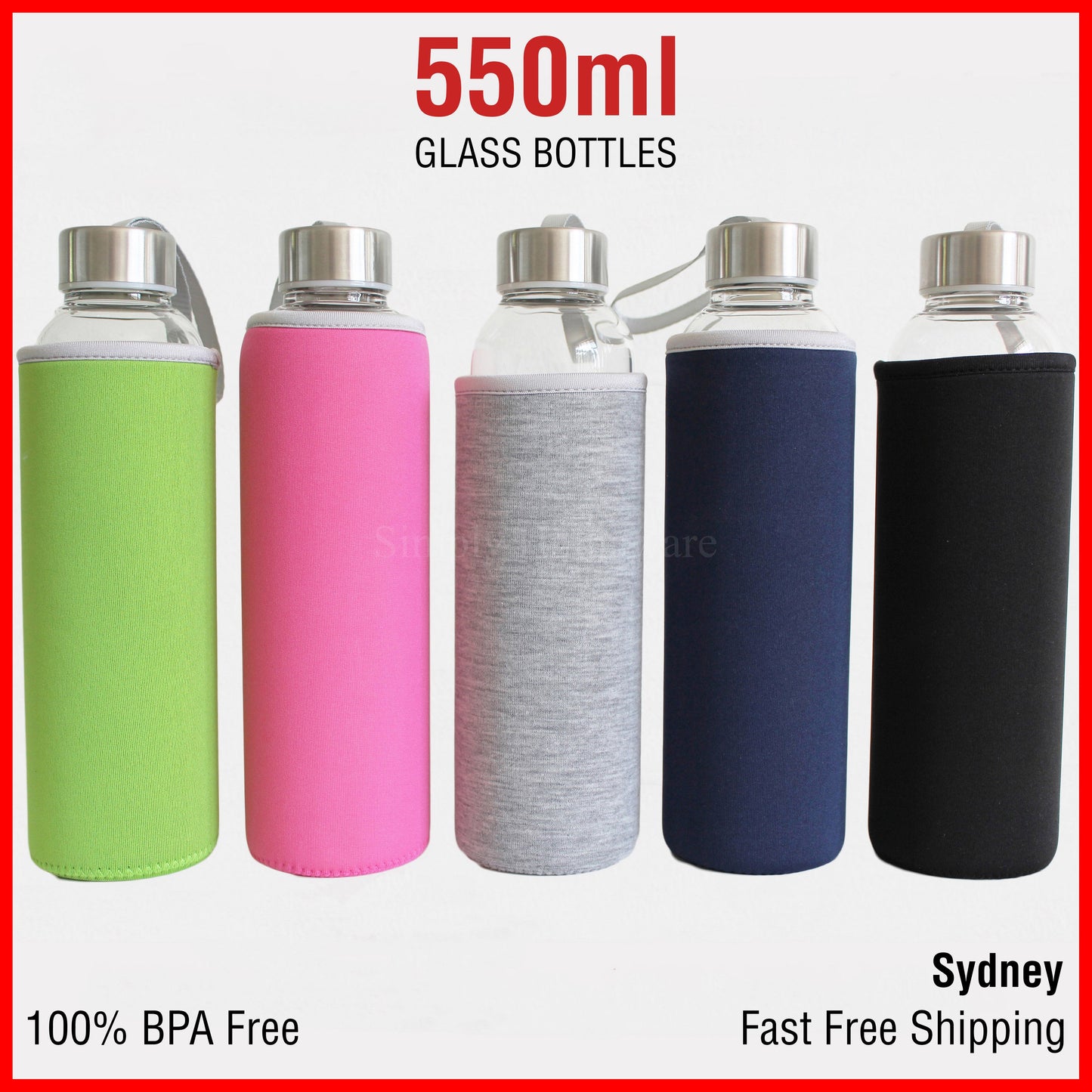 Glass Water Bottle 550ml BPA Free Sports Tea Crystal Bottles Juice Drinking Jug