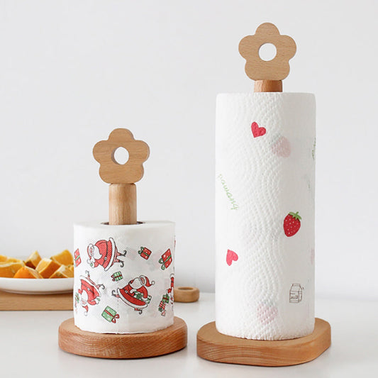 Lecluse Wood Paper Towel Holder Holder Countertop Standing Paper Towel Organizer