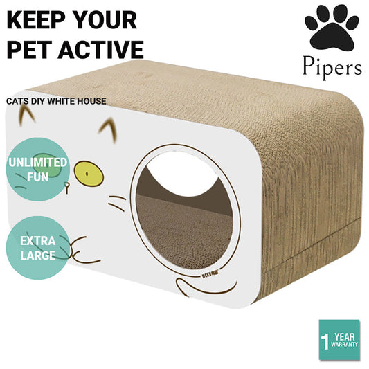 Pipers Cat Scratcher House Cats DIY Home Cardboard Scratching Post White Lounge