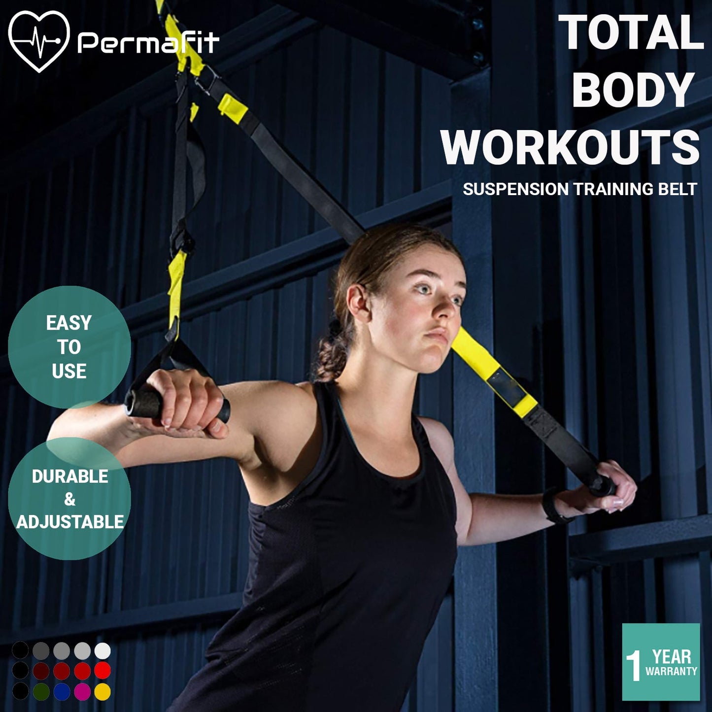 Permafit Suspension Training Belt Bodyweight Resistance Straps Extension Kit