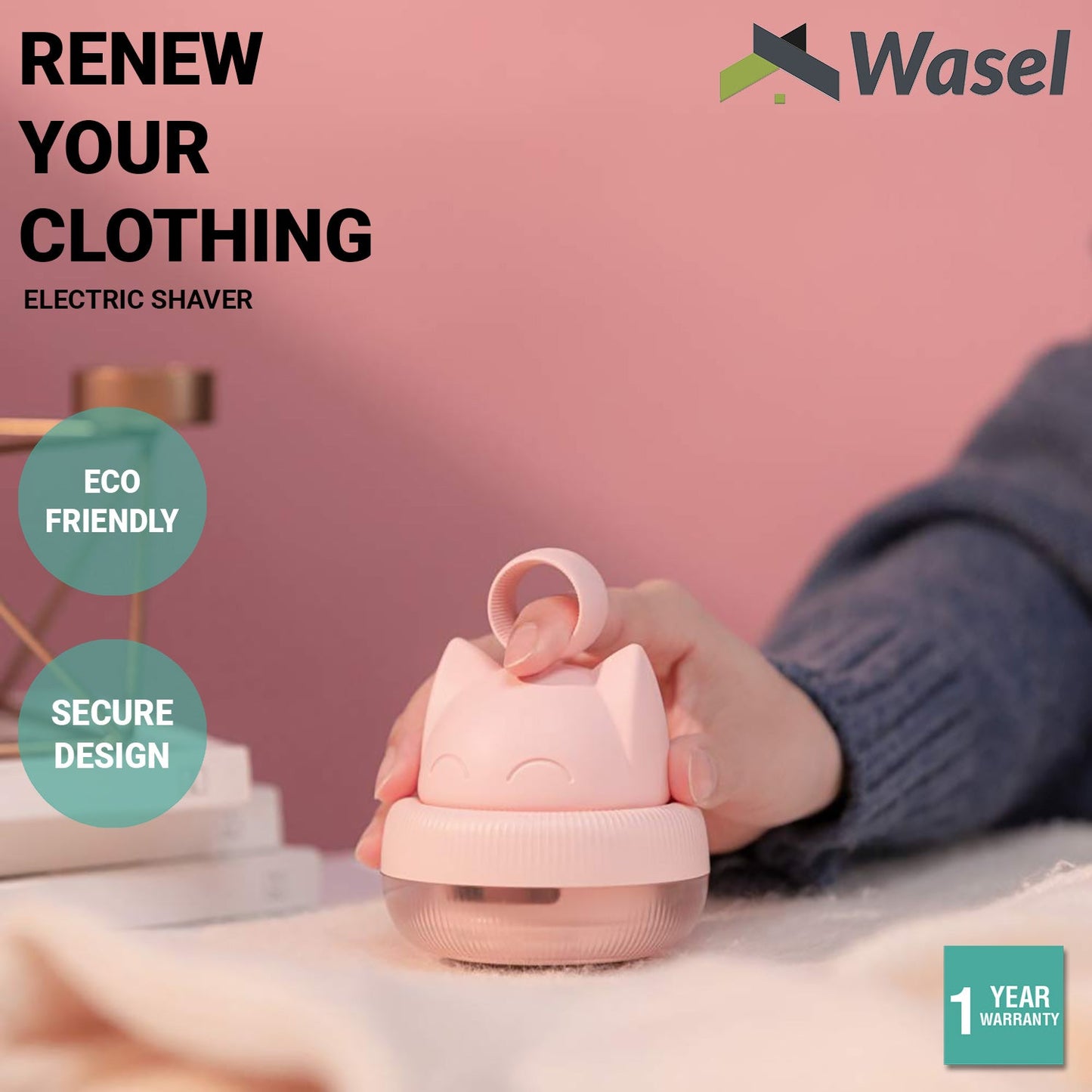 Wasel Portable Electric Clothes Shaver Cute Cat Shape Lint Rechargeable Remover